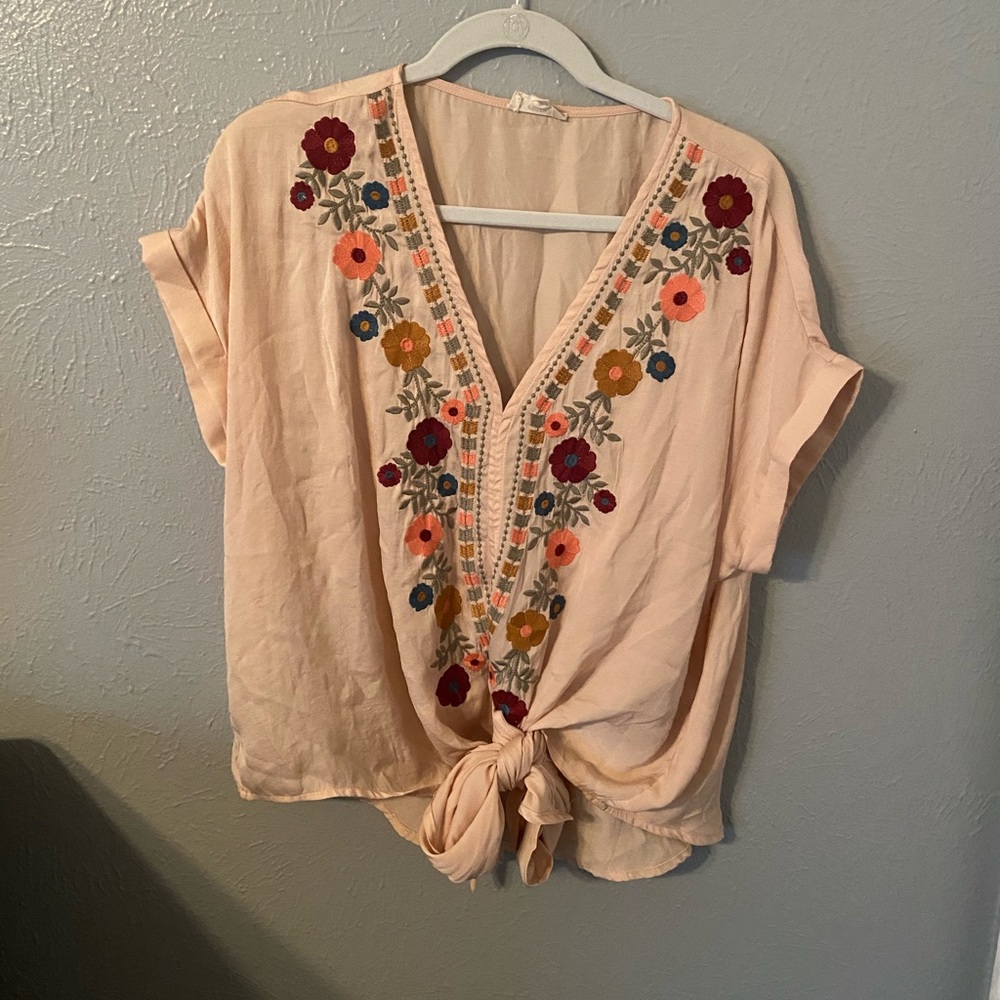 Tie front v neck top